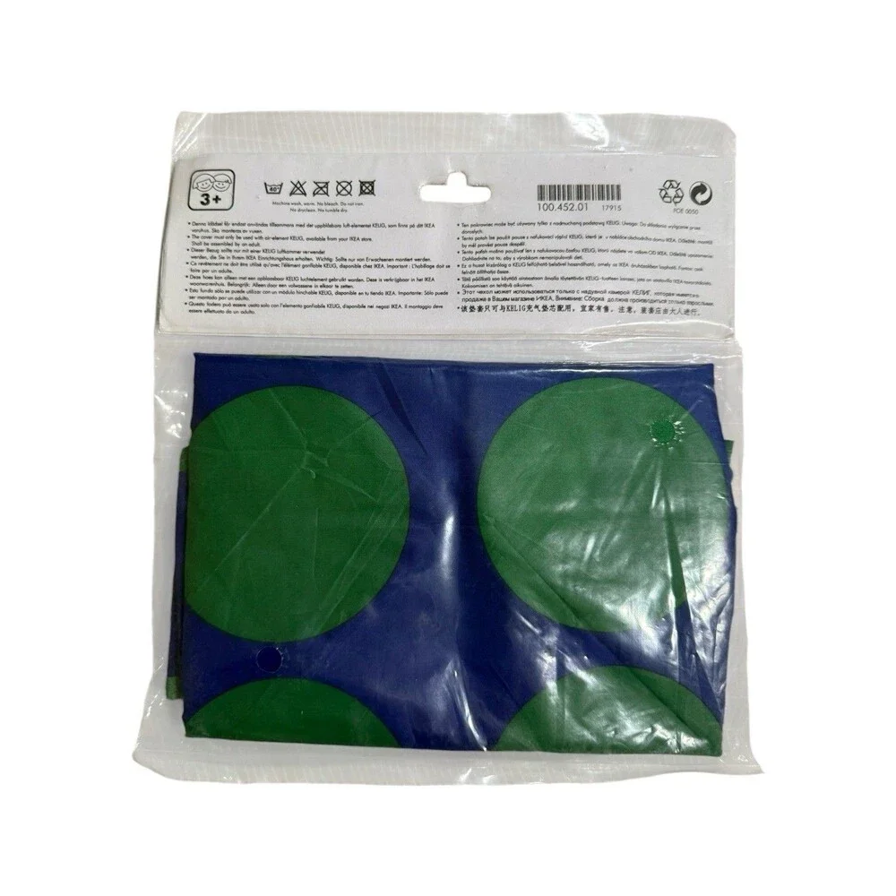 Ikea Kelig square Cube Air ElementInflatable Pillow Slip Cover Only Blue & Green